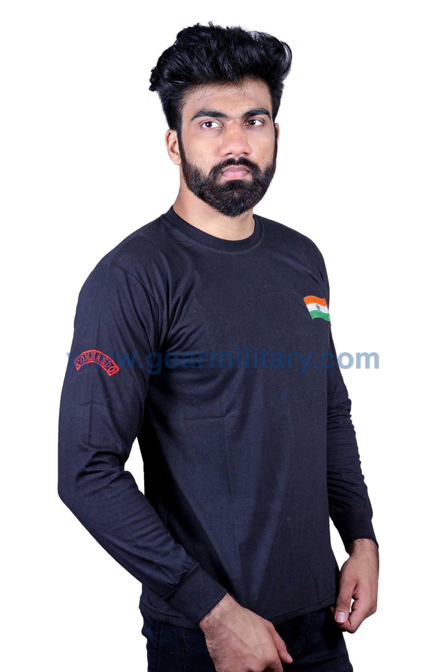 Commando Full Sleeves Black T Shirt - gearmilitary