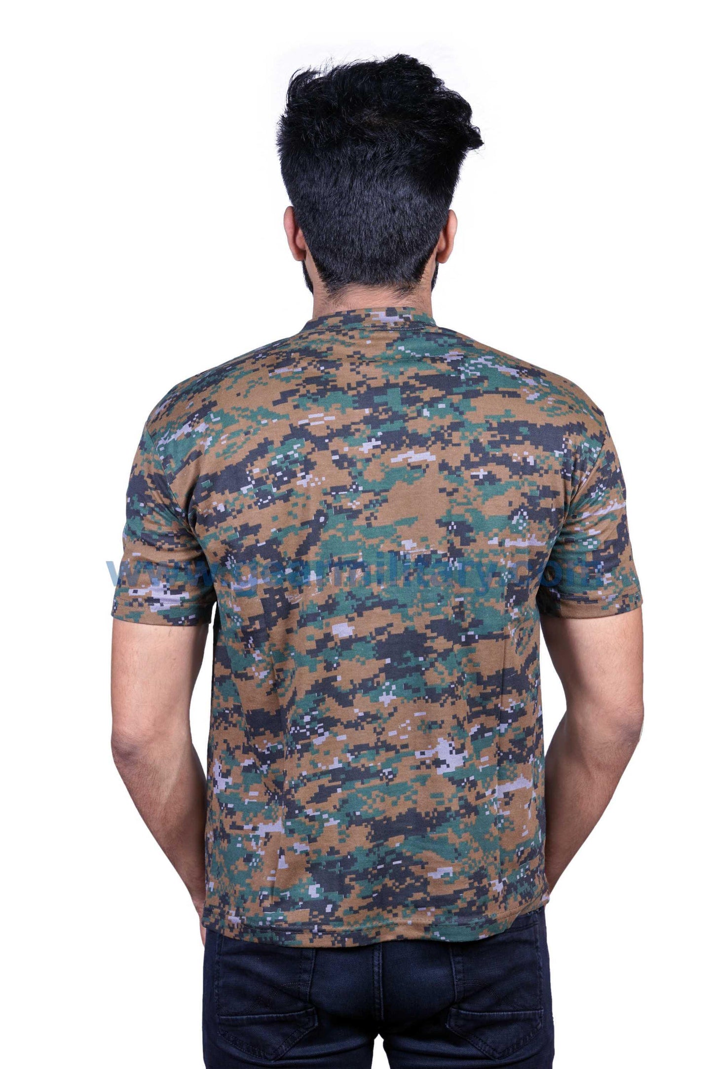 Digital Woodland Print Camo Half Sleeves T Shirt - gearmilitary