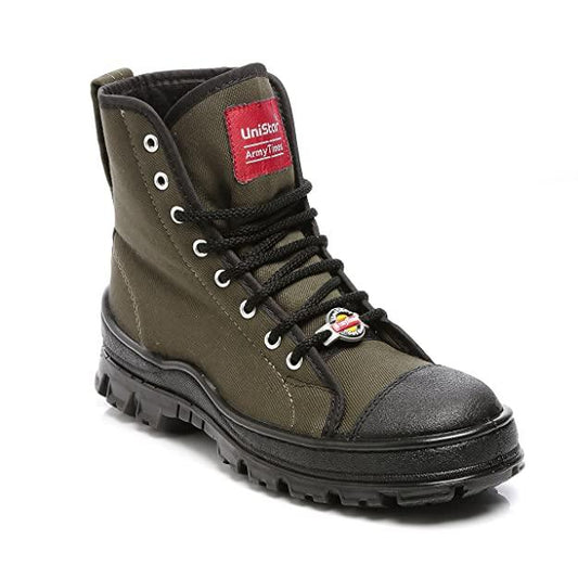 Unistar PU Anti-Skid High Ankel Olive Green Extra Cushion Inner Sole Jungle Boots - gearmilitary