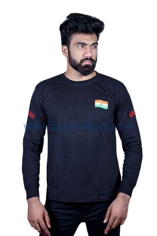 Commando Full Sleeves Black T Shirt - gearmilitary