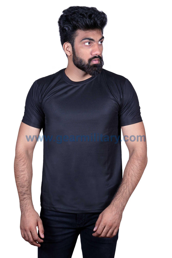 Black Plain Round Neck T Shirt - gearmilitary