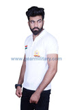 CISF and Flag Embroidered White Collar T Shirt - gearmilitary