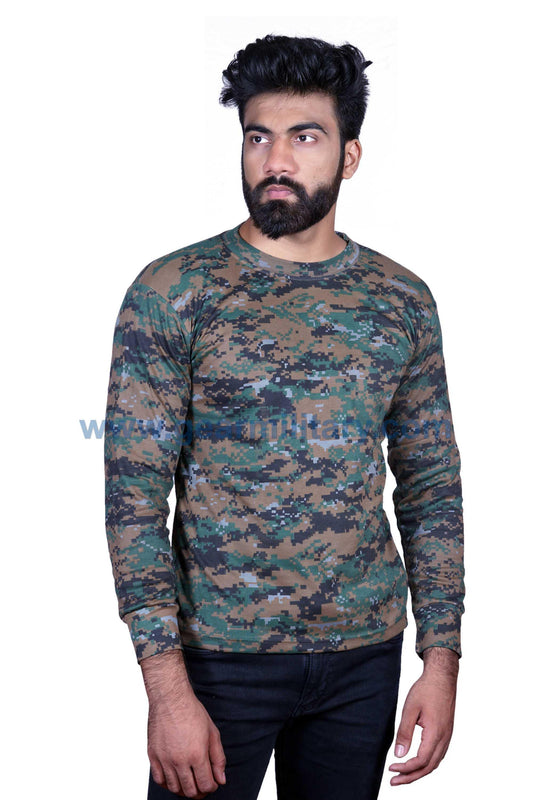 Digital Woodland Print Camo Full Sleeves T Shirt - gearmilitary