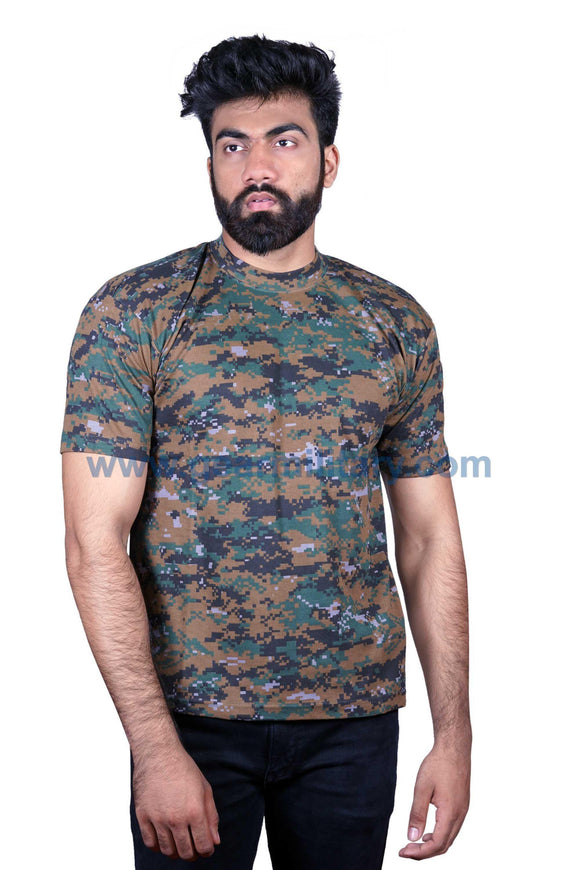 Digital Woodland Print Camo Half Sleeves T Shirt - gearmilitary